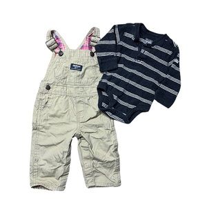 Oshkosh Overalls and Long Sleeve Onesie- 9M